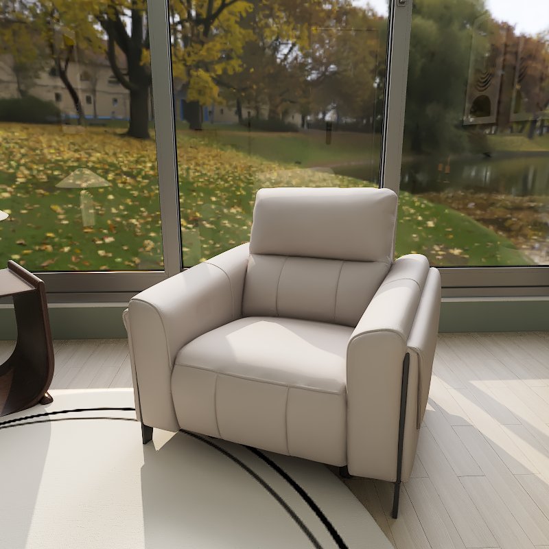 Americana Mulsanne 1-Seater Zero Wall Full Top Grain Leather Electric Recliner Sofa (I) picket and rail