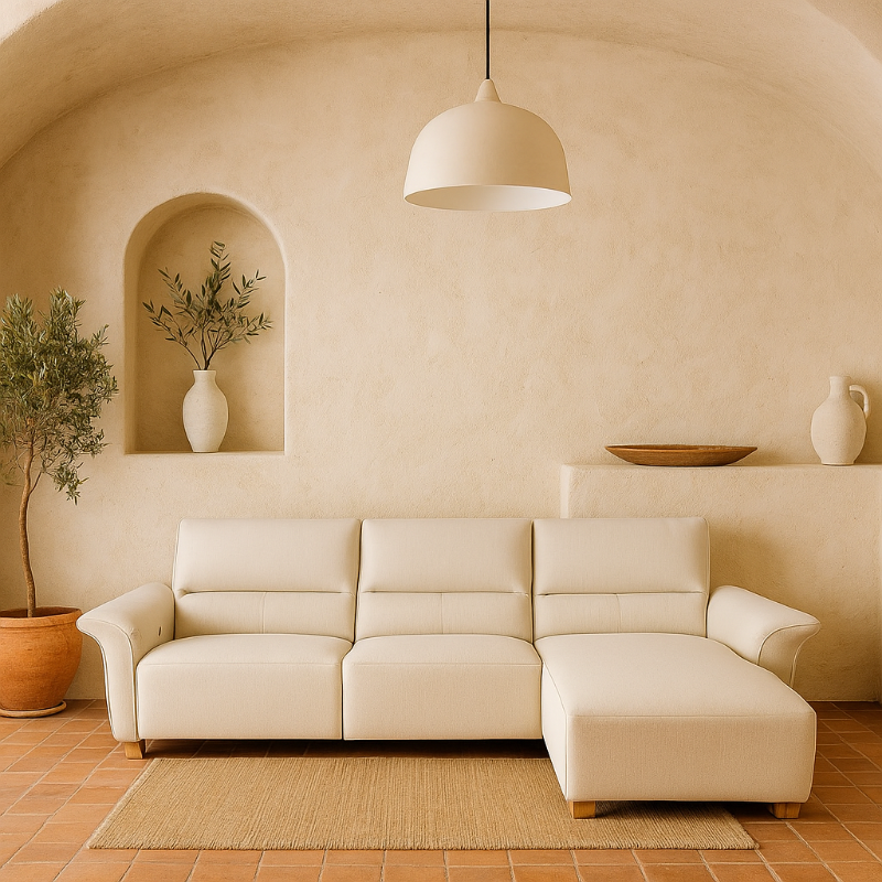 Americana (RN0867) 2.94m Zero Wall Fabric L-Shape Wall Hugging Electric Recliner Sofa (I) picket and rail