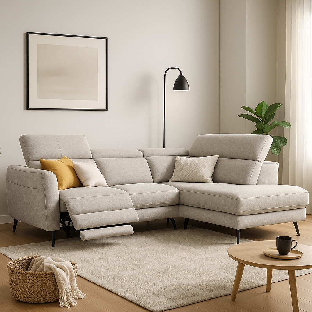 Americana (RN0931) 3.12m Zero Wall Fabric Sectional L-Shape Wall Hugging Electric Recliner Sofa (I) picket and rail