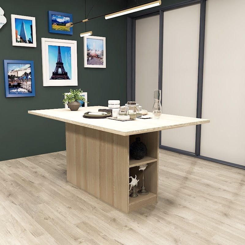 Americana Scratch Proof Dining Table - Storage Base with Open Shelves AD4 picket and rail