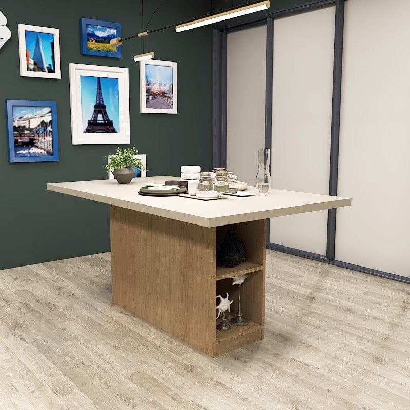 Americana Scratch Proof Dining Table - Storage Base with Open Shelves AD4 picket and rail