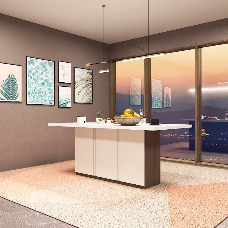 Americana Scratch Proof Dining Table - Storage Base with Swing Door AD3 picket and rail