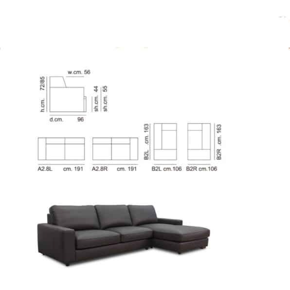 Americana Sectional L-Shaped Full Leather Sofa #MB0614 picket and rail