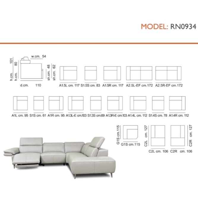 Americana Sectional L-Shaped Full Leather Sofa #RN0934 picket and rail