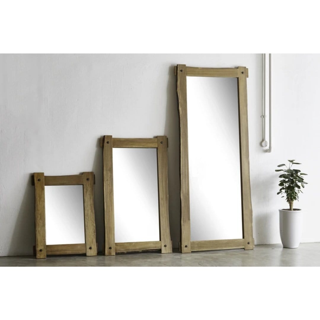 Americana Solid Wild Almond Wood Rectangular Mirror (WIL-8113) picket and rail