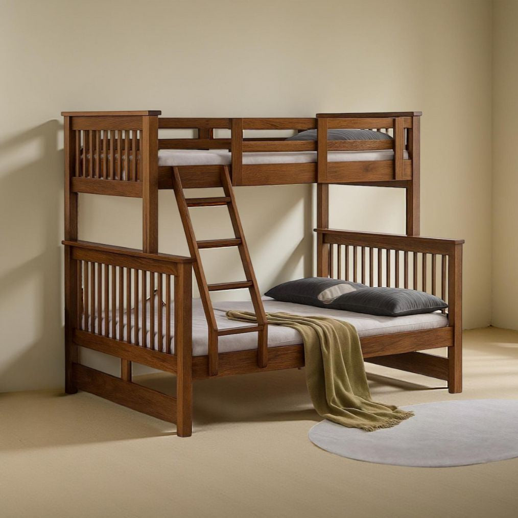 Americana Solid Wood Bunk Bed Convertible Triple Bunk Bed Double Decker (Optional: Pull Out Trundle Storage) picket and rail