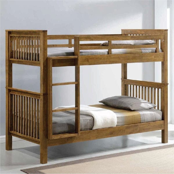 Americana Solid Wood Convertible Double Decker Single Bunk Bed with Pullout Storage Trundle picket and rail