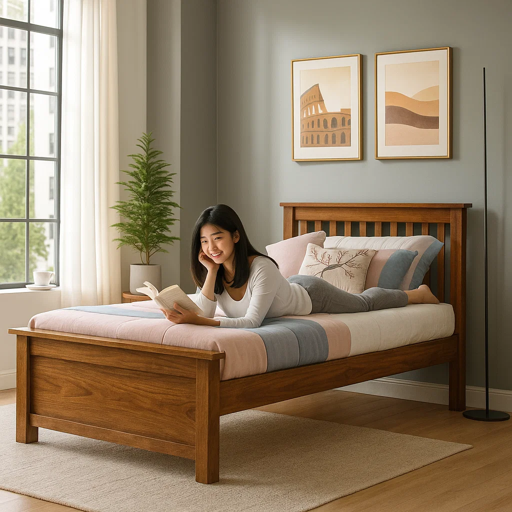 Americana Solid Wood Super Single Size Bed picket and rail