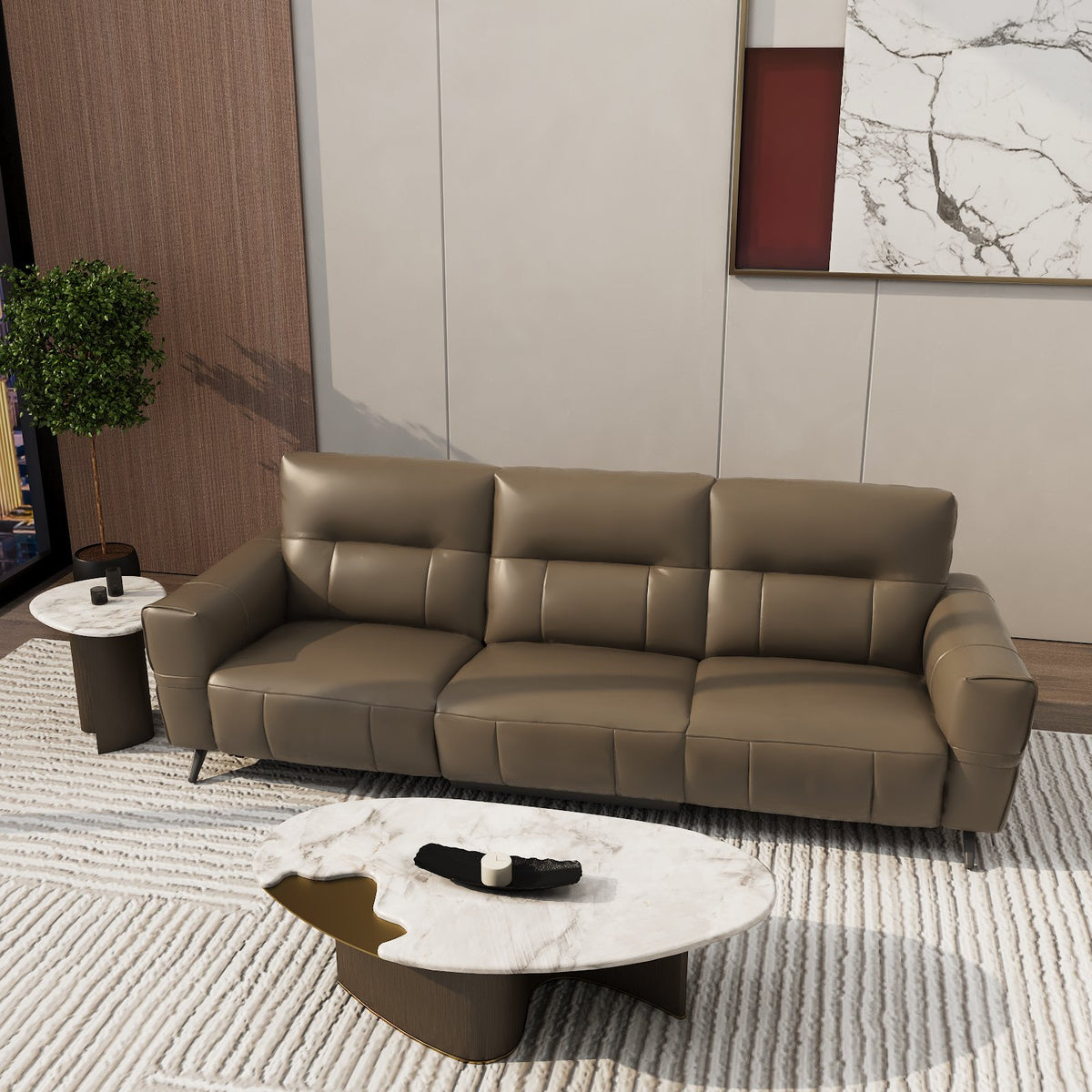 Americana Venus 2/3-Seater Zero Wall Full Top Grain Leather Electric Recliner Sofa with (I) picket and rail