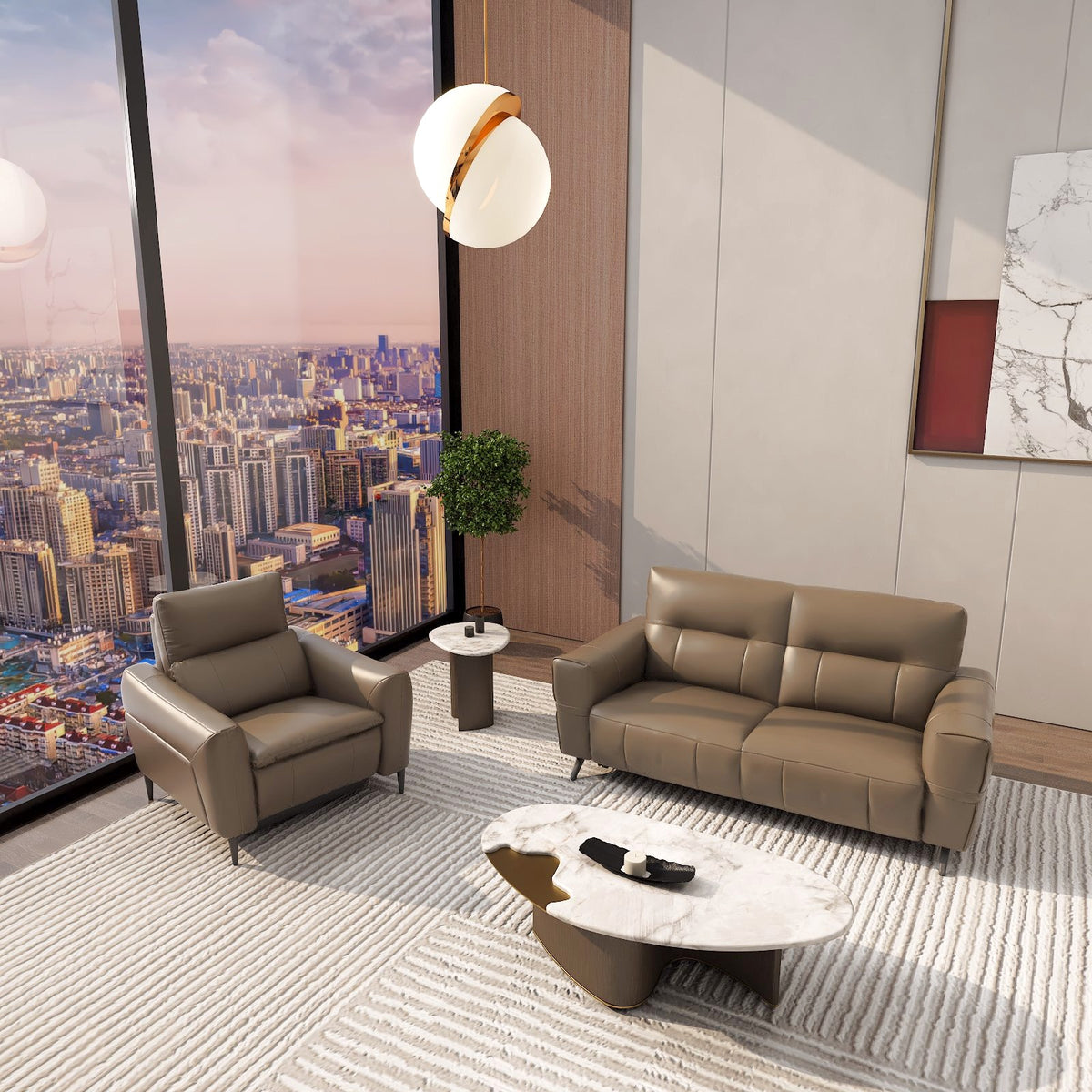 Americana Venus 2/3-Seater Zero Wall Full Top Grain Leather Electric Recliner Sofa with (I) picket and rail