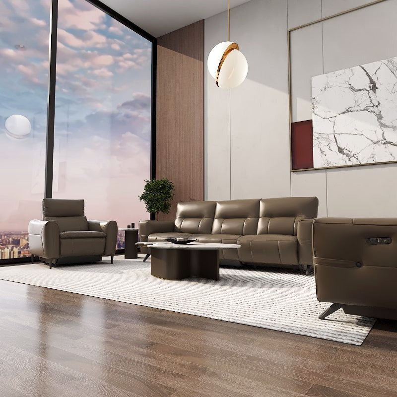 Americana Venus 2/3-Seater Zero Wall Full Top Grain Leather Electric Recliner Sofa with (I) picket and rail