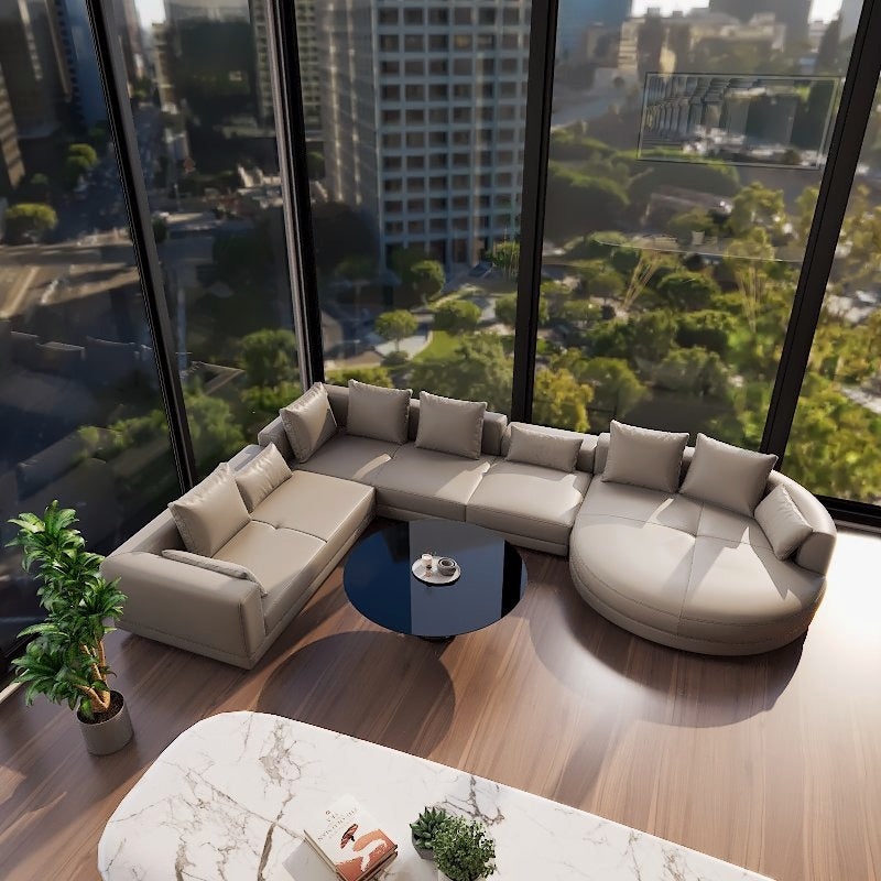 Americana ZX 4.82m 3-Seater/L-Shape Italian Minimalist Design Top Grain Leather Sofa picket and rail