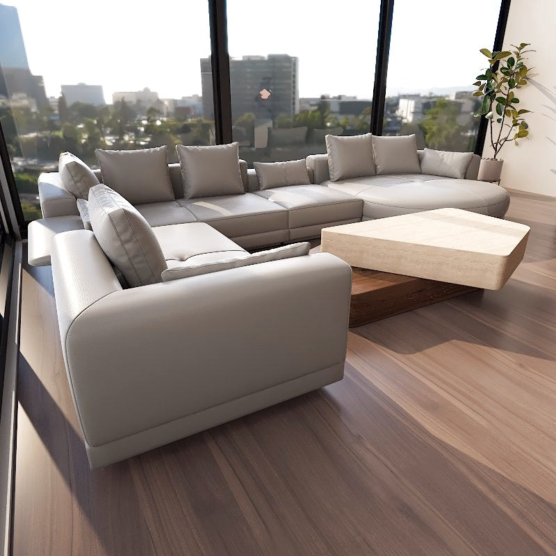 Americana ZX 4.82m 3-Seater/L-Shape Italian Minimalist Design Top Grain Leather Sofa picket and rail