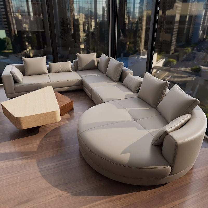 Americana ZX 4.82m 3-Seater/L-Shape Italian Minimalist Design Top Grain Leather Sofa picket and rail