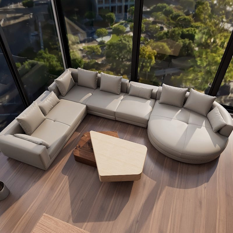 Americana ZX 4.82m 3-Seater/L-Shape Italian Minimalist Design Top Grain Leather Sofa picket and rail