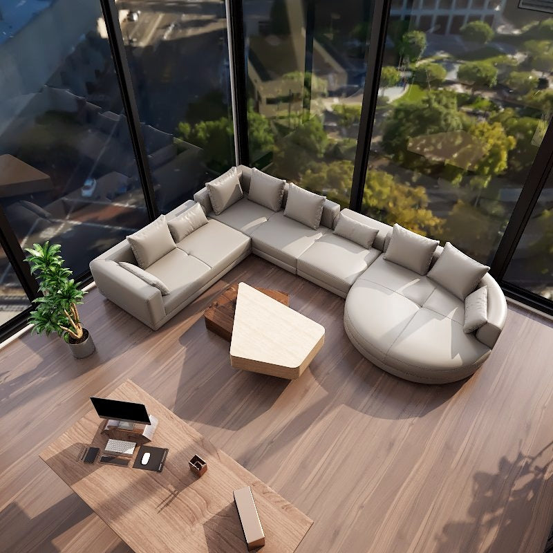 Americana ZX 4.82m 3-Seater/L-Shape Italian Minimalist Design Top Grain Leather Sofa picket and rail