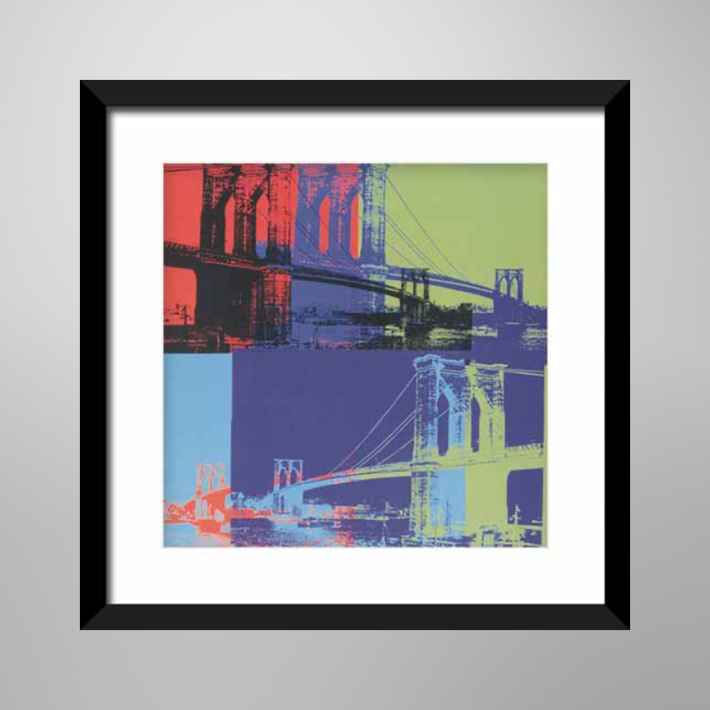 Andy Warhol "Brooklyn Bridge, (Orange, Blue, Lime)", 1983 | Licensed Art Print |Framed Art | Lithograph | Pop Art picket and rail
