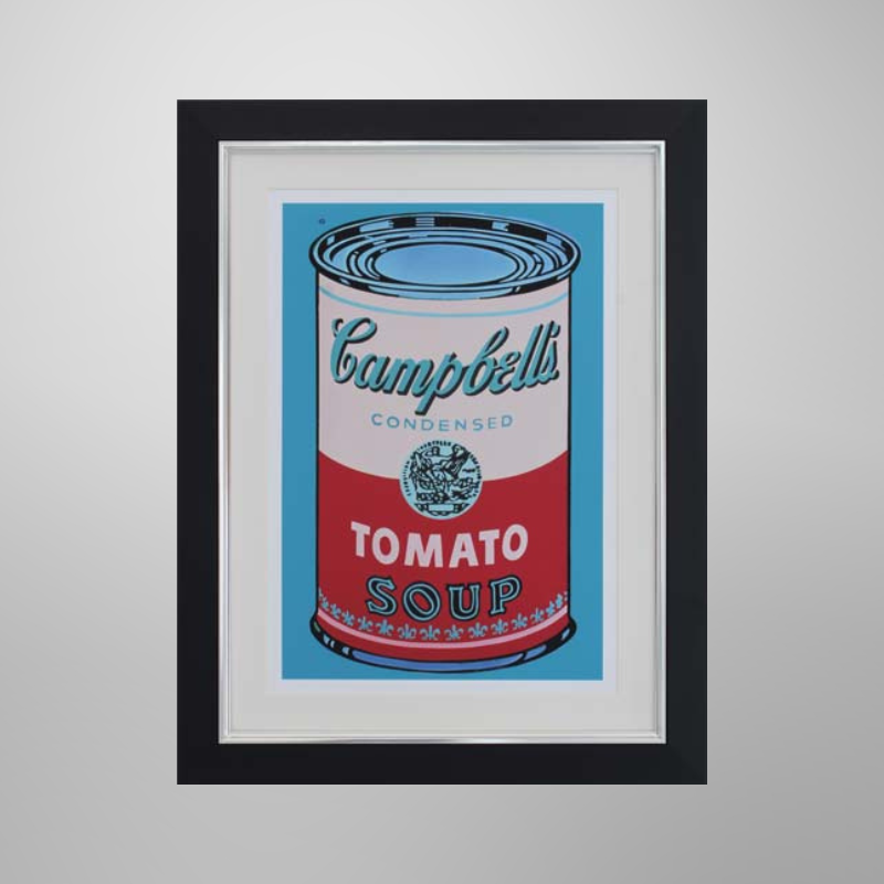 Andy Warhol "Colored Campbell's Soup Can", 1965 | Licensed Art Print | Framed Art | Lithograph | Pop Art picket and rail