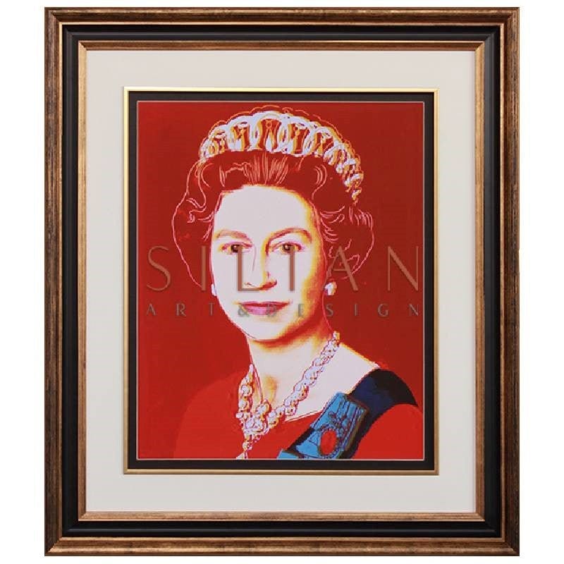 Andy Warhol - Reigning Queens: Queen Elizabeth II of the United Kingdom, 1985 (light outline) (PT1370) picket and rail