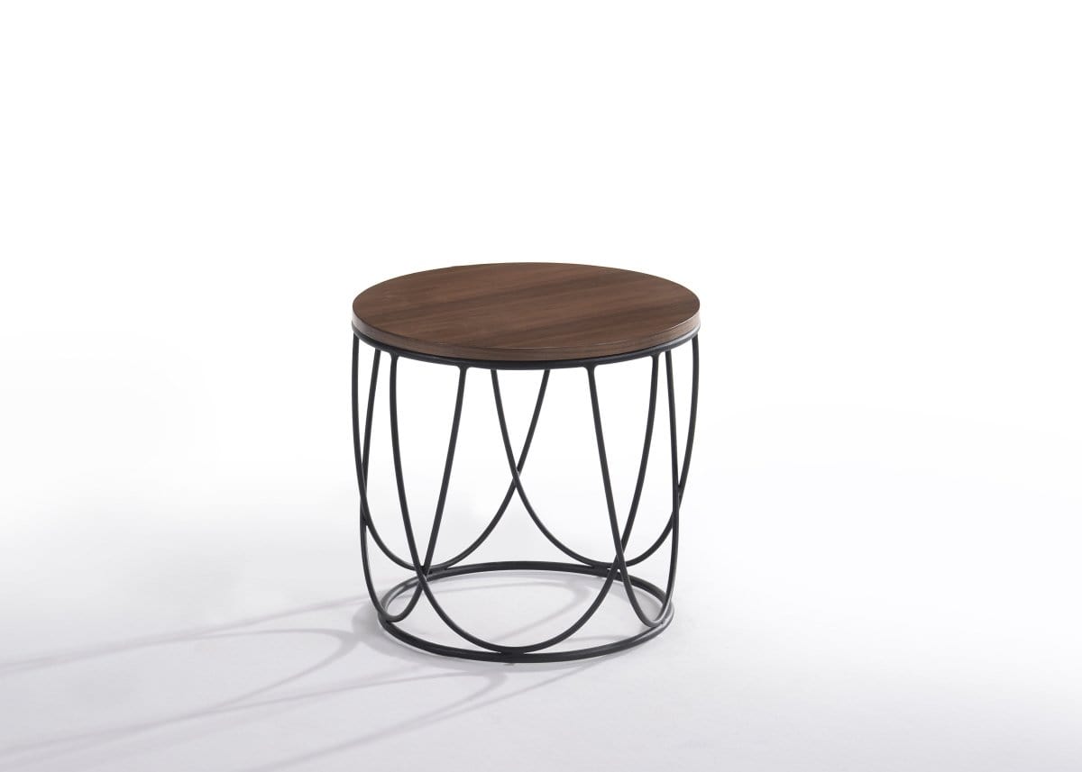 Anne Solid Wood Round Side Table (MIT-5148) picket and rail