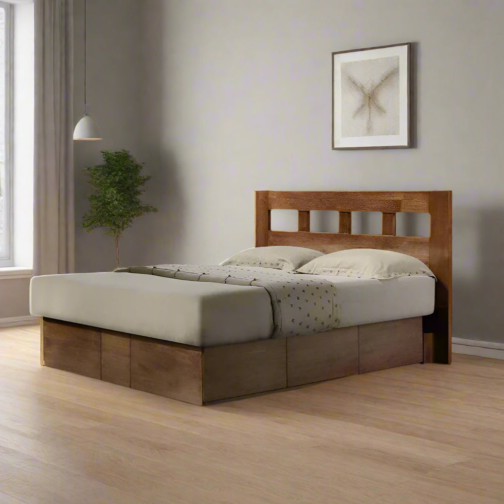 Ashton 6-Drawer Solid Wood King Platform Storage Bed picket and rail