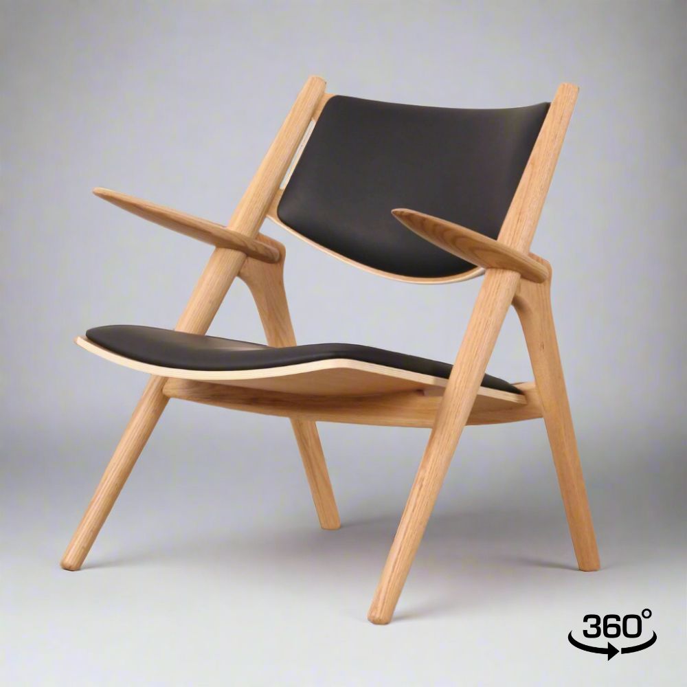 Axis Lounge (CH2208T) - Custom Solid Wood American Oak Dining Chair/Lounge Chair Mid-Century Architect-Inspired Scandinavian Minimalist picket and rail