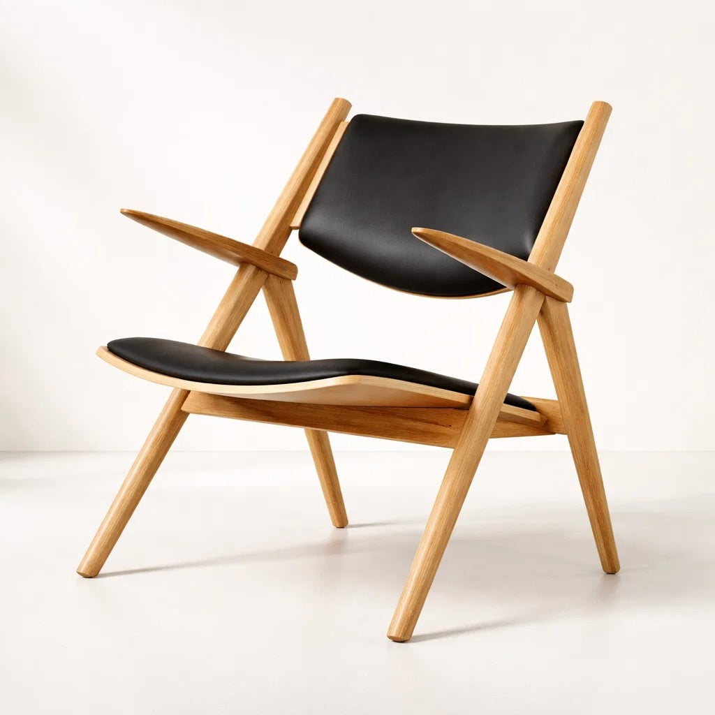 Axis Lounge (CH2208T) - Custom Solid Wood American Oak Dining Chair/Lounge Chair Mid-Century Architect-Inspired Scandinavian Minimalist picket and rail
