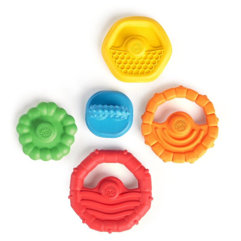 Baby Einstein Stack &amp; Teethe Multi-Textured Teether Toy BS12356 picket and rail