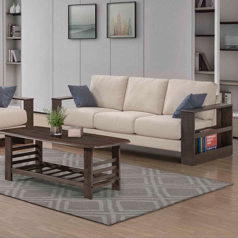 Boston 1/2/3-Seater Fabric-Upholstered Wooden Sofa with Storage Side Arms - Walnut (ITG-3191LC) picket and rail