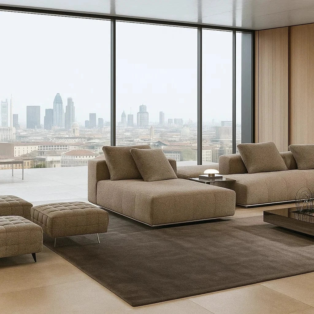 Branton (SF12022) - Italian Minimalist Custom Sofa Bespoke in Leather & Fabric picket and rail