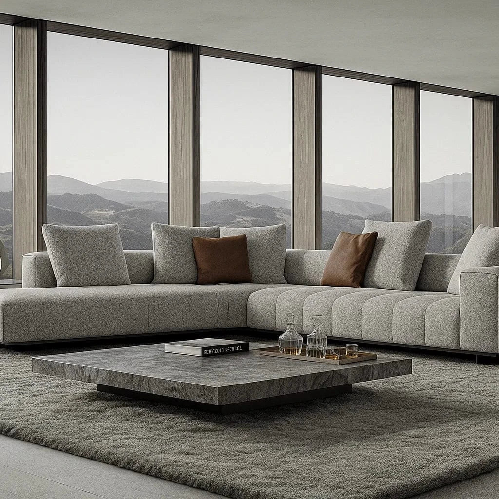 Branton (SF12022) - Italian Minimalist Custom Sofa Bespoke in Leather & Fabric picket and rail