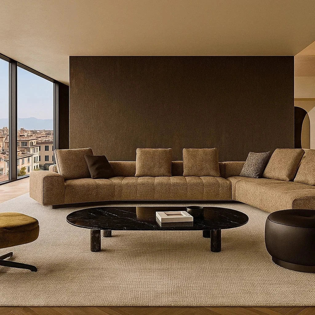 Branton (SF12022) - Italian Minimalist Custom Sofa Bespoke in Leather & Fabric picket and rail