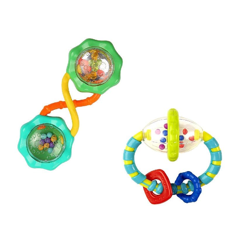 Bright Starts Shake &amp; Spin 2 Piece Rattle &amp; Teether Set BS12437 picket and rail