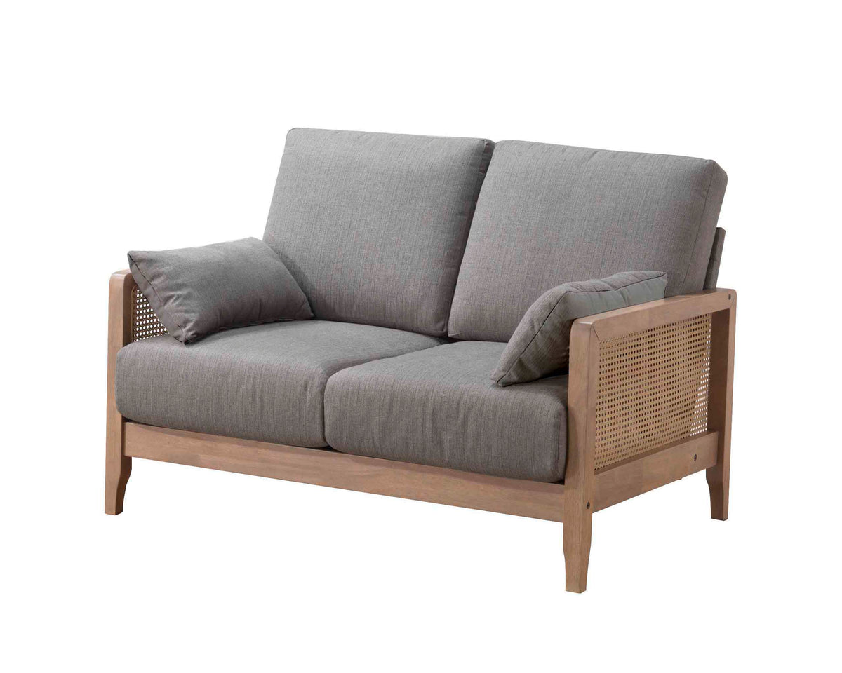Calamus 1/2/3-Seater Fabric-Upholstered Wooden Sofa with Sidearms Rattan Weave - Beech (ITG-3213LC) picket and rail
