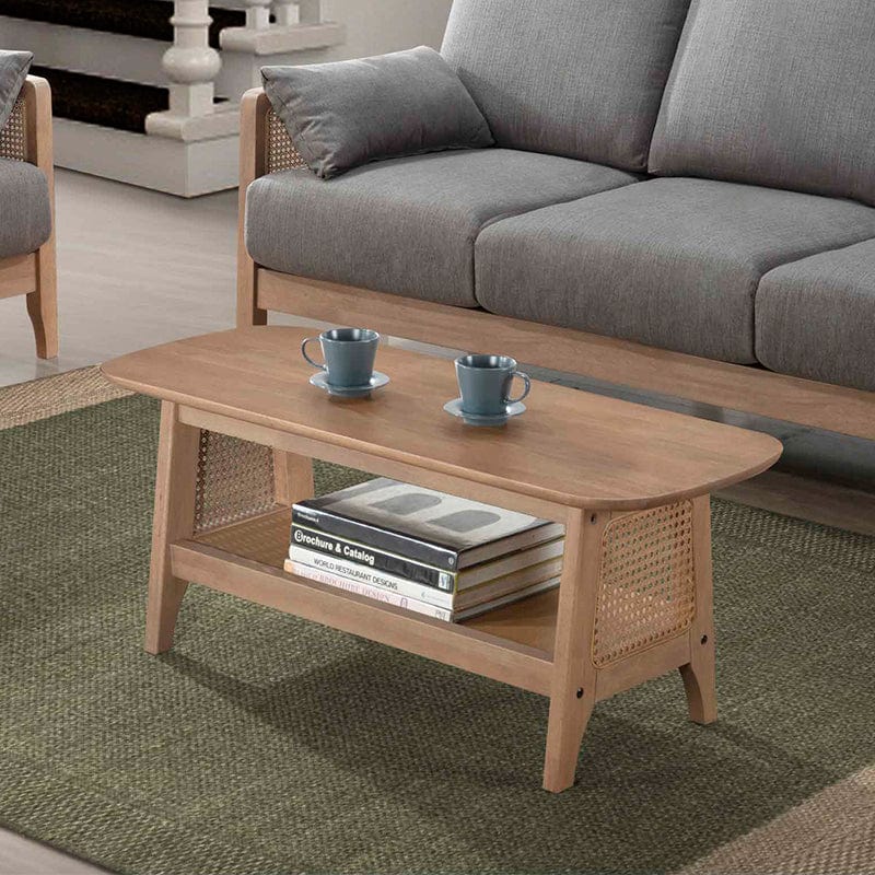 Calamus Solid Wood Coffee Table in Rattan Weave (IT-809CT) picket and rail