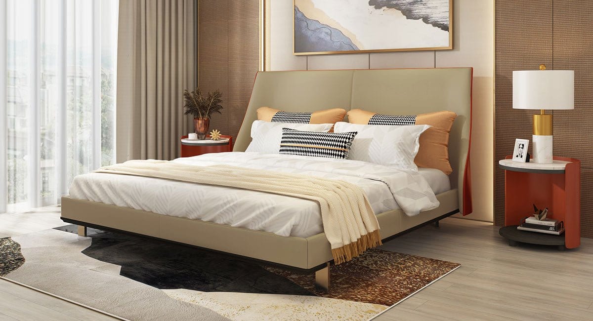Cavalli Italia® AIRY Modern Leather Upholstered Bed picket and rail