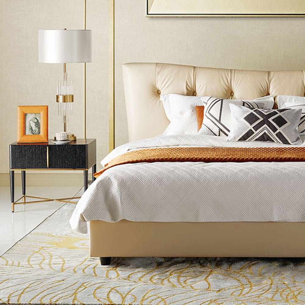 Cavalli Italia® FEATHER Modern Leather Upholstered Bed picket and rail