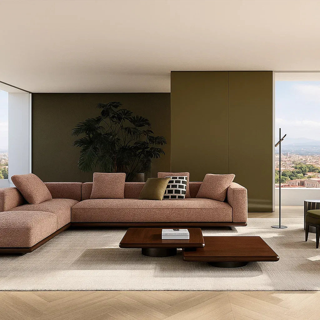 Cavora (SF12004) - Italian Minimalist Custom Sofa Bespoke in Leather & Fabric picket and rail