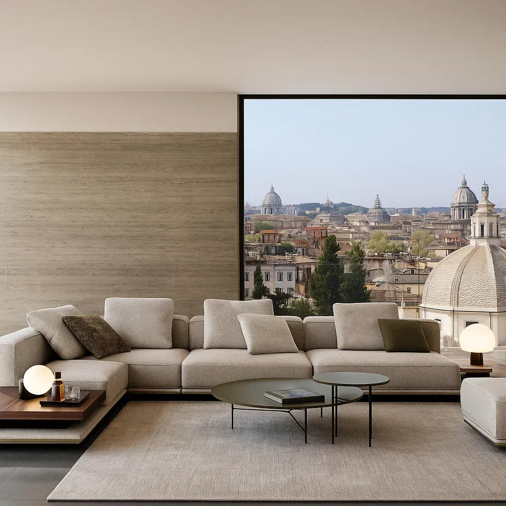 Cavora (SF12004) - Italian Minimalist Custom Sofa Bespoke in Leather & Fabric picket and rail