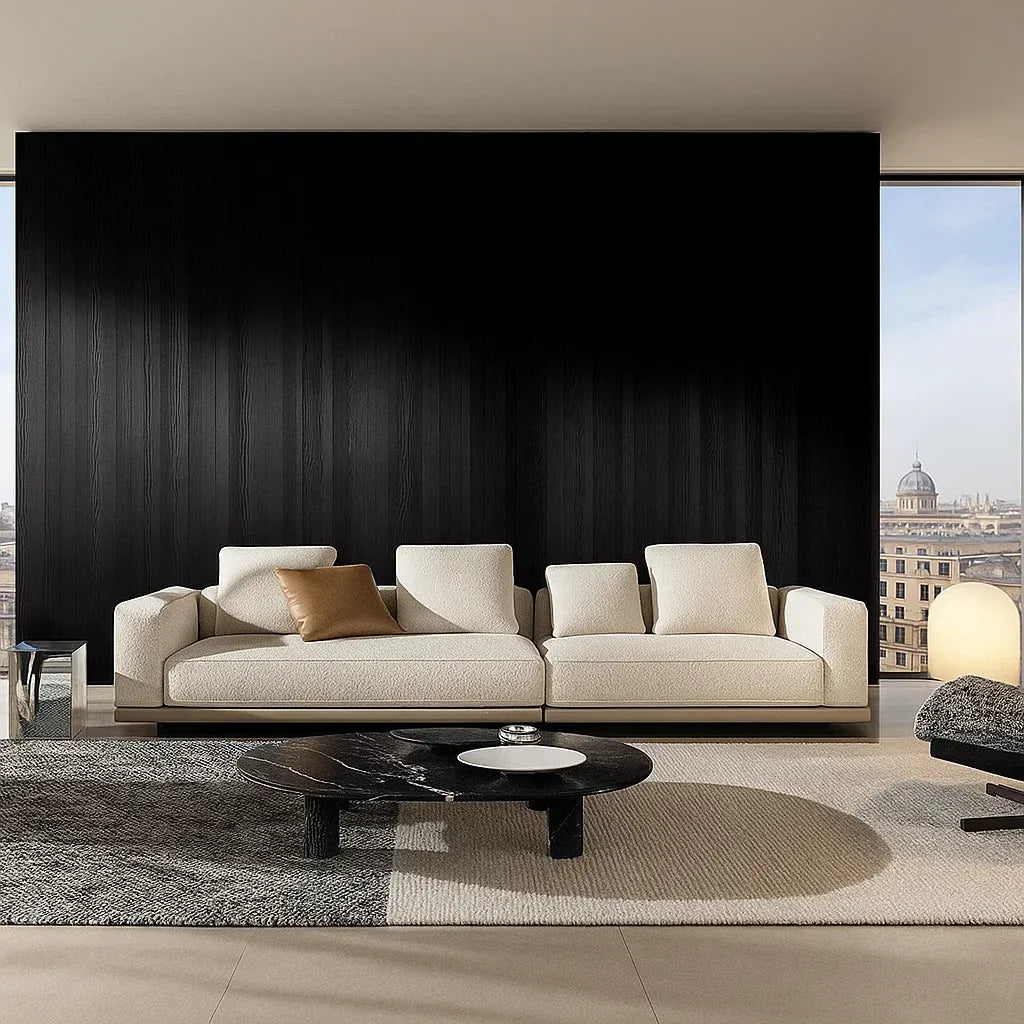 Cavora (SF12004) - Italian Minimalist Custom Sofa Bespoke in Leather & Fabric picket and rail