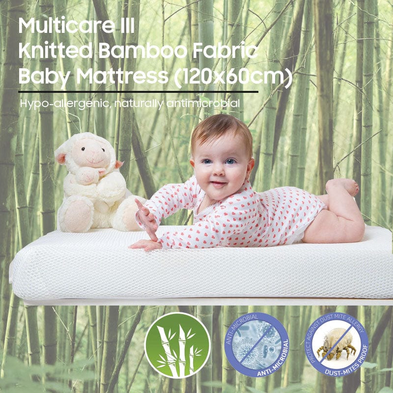 Cheeky Bon Bon Multicare IV Bamboo Fabric Foam Baby Mattress (60x120x10cm) (D22) picket and rail