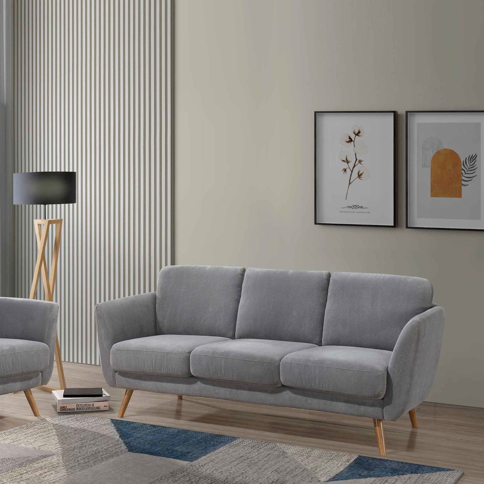 Chester 1/2/3-Seater Fabric-Upholstered Wooden Sofa (IT-3089LC) picket and rail