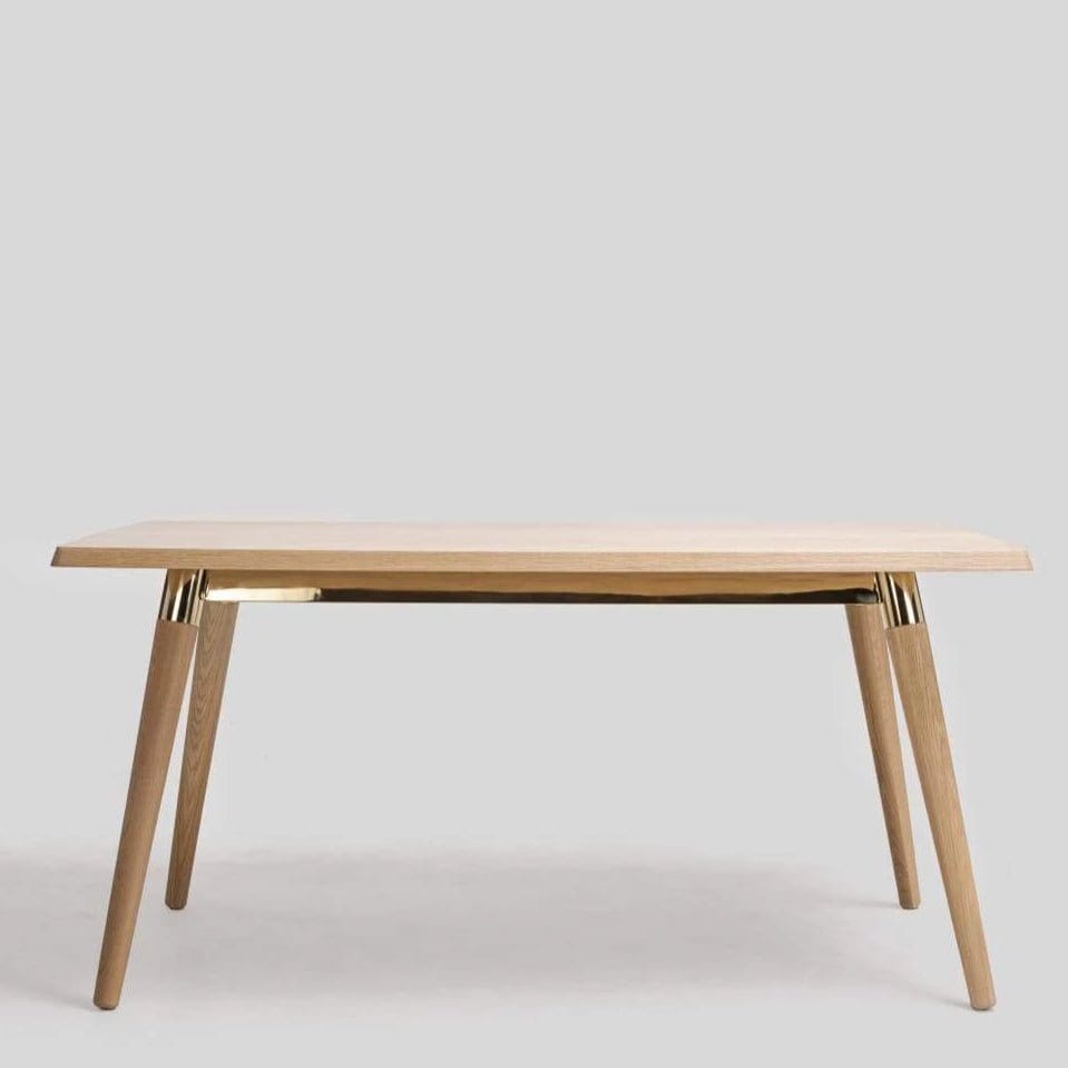Copine 1.8m Dining Table in American White Oak (MCS-SD9191A-OAK/GOLD-1800) picket and rail
