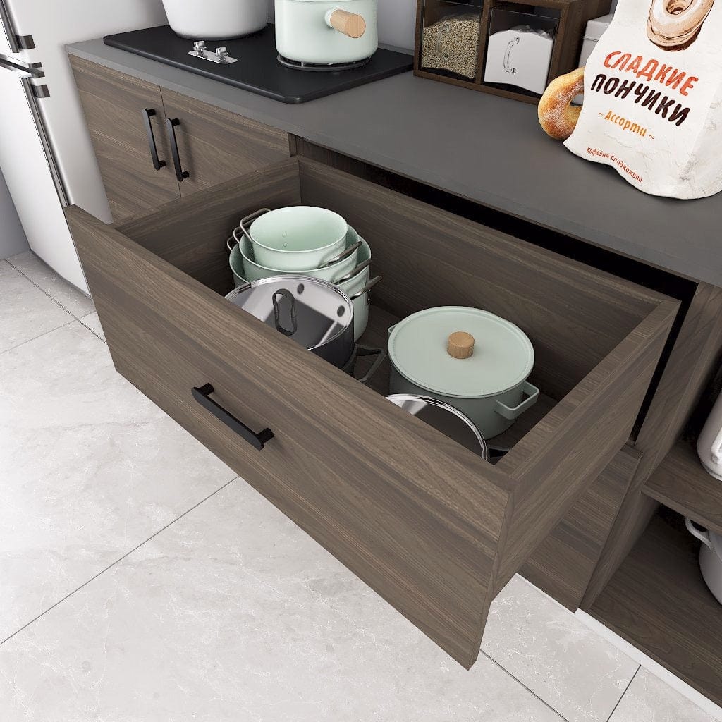 Custom 32-Feet Modern Minimalist Kitchen Cabinet - Assorted Colour picket and rail