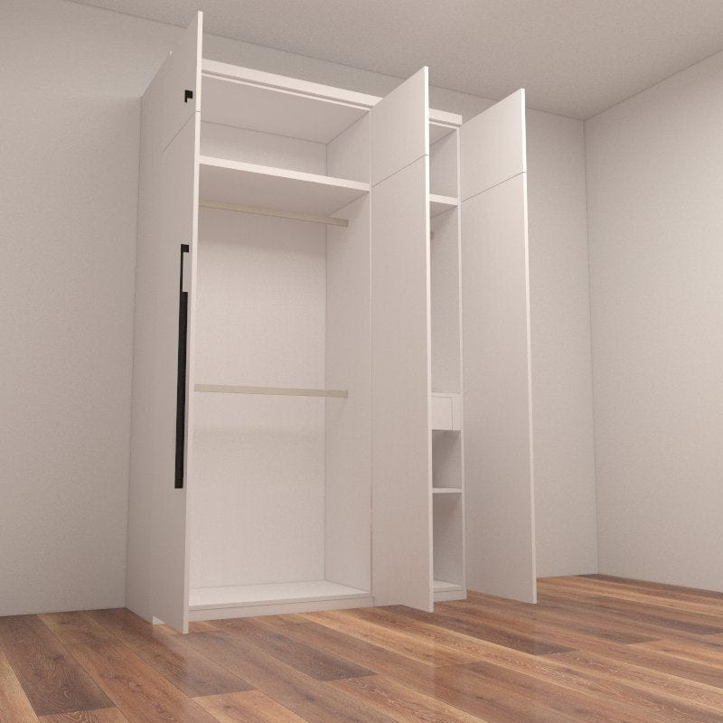 Custom Carpentry 1.2m-1.5m 3-Door Swing-Door Wardrobe - Assorted Colors **STARBUY** picket and rail