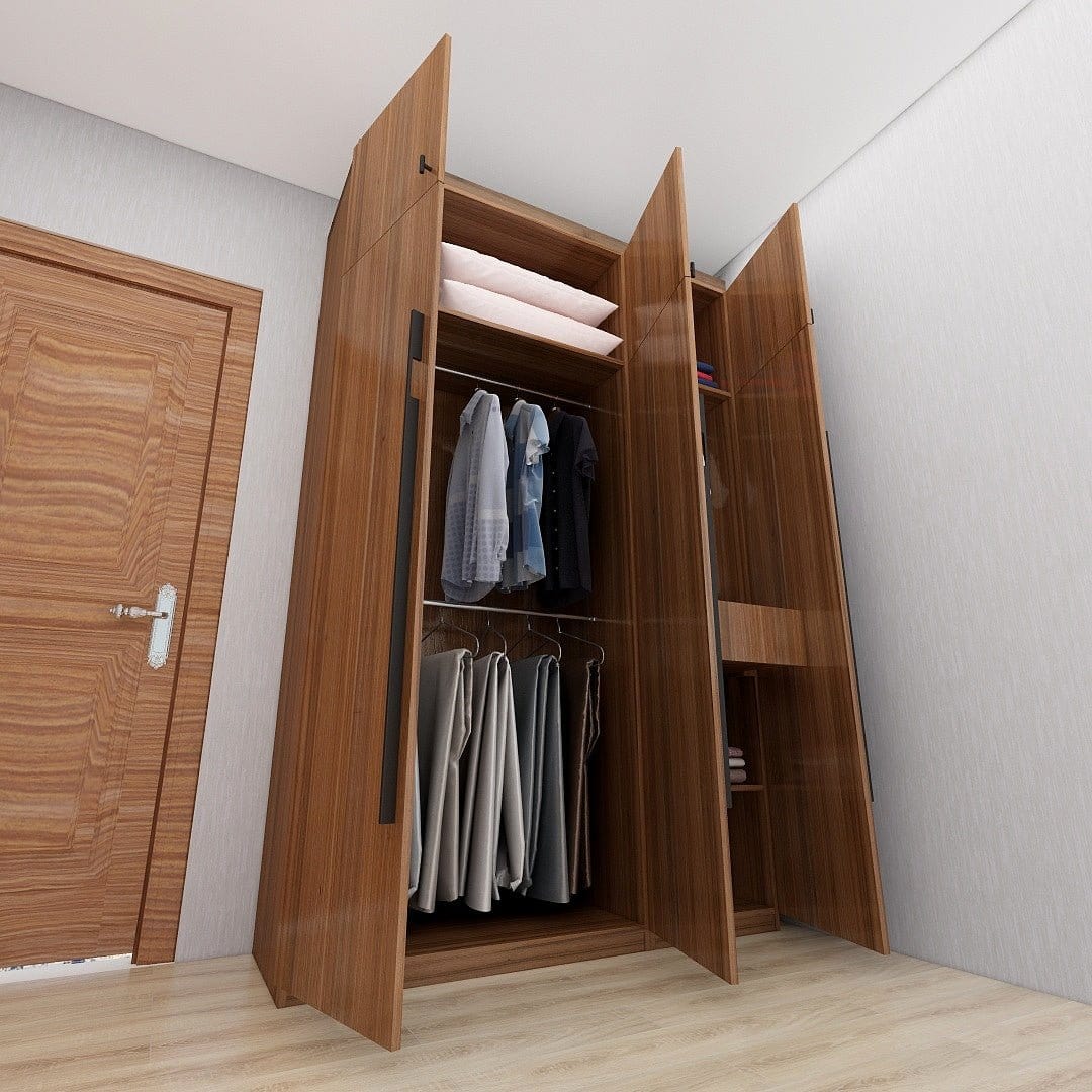 Custom Carpentry 1.2m-1.5m 3-Door Swing-Door Wardrobe - Assorted Colors **STARBUY** picket and rail