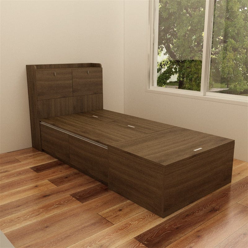 Custom Carpentry Tatami Single Size with Storage Headboard - TS3 (220) picket and rail