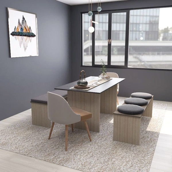 Custom Engineered Solid Wood Textured-Top 4/6 Seater Dining Table with ...