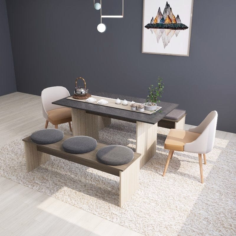 Custom Engineered Solid Wood Textured-Top 4/6 Seater Dining Table with ...
