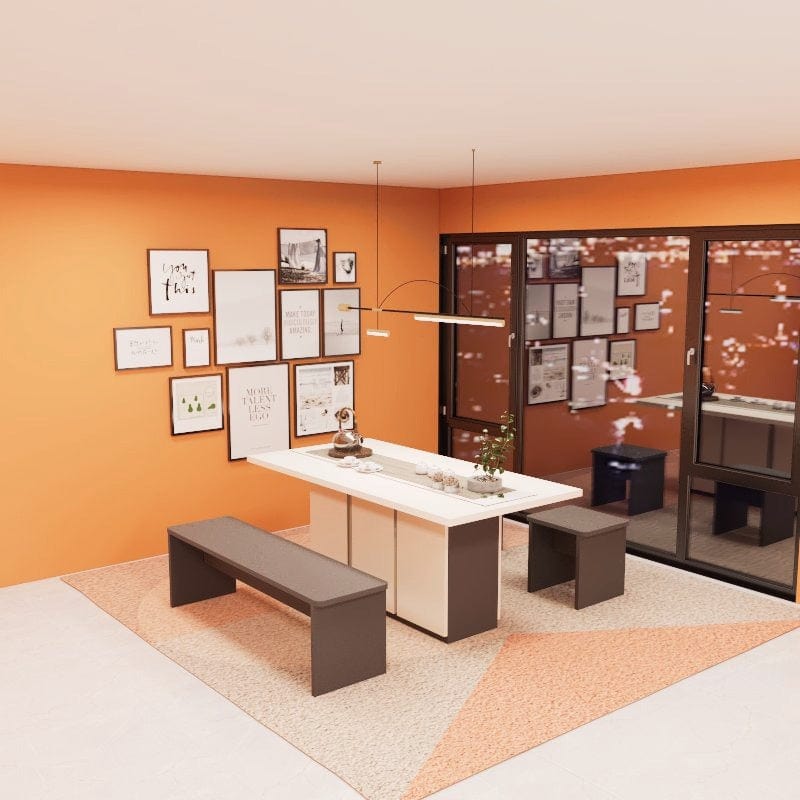 Custom Engineered Solid Wood Textured-Top 5/7 Seater Dining Table with Bench -T3 picket and rail